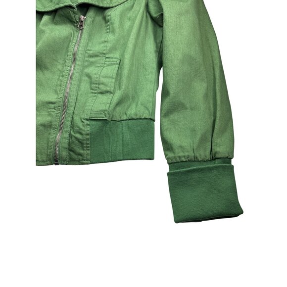 Vintage Y2K Tulle Green Moto Zip Front Jacket With Cuffed Sleeves Size XL - Picture 4 of 6